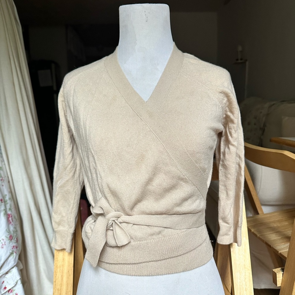 Chloe cream beige cashmere wrap cardigan xs